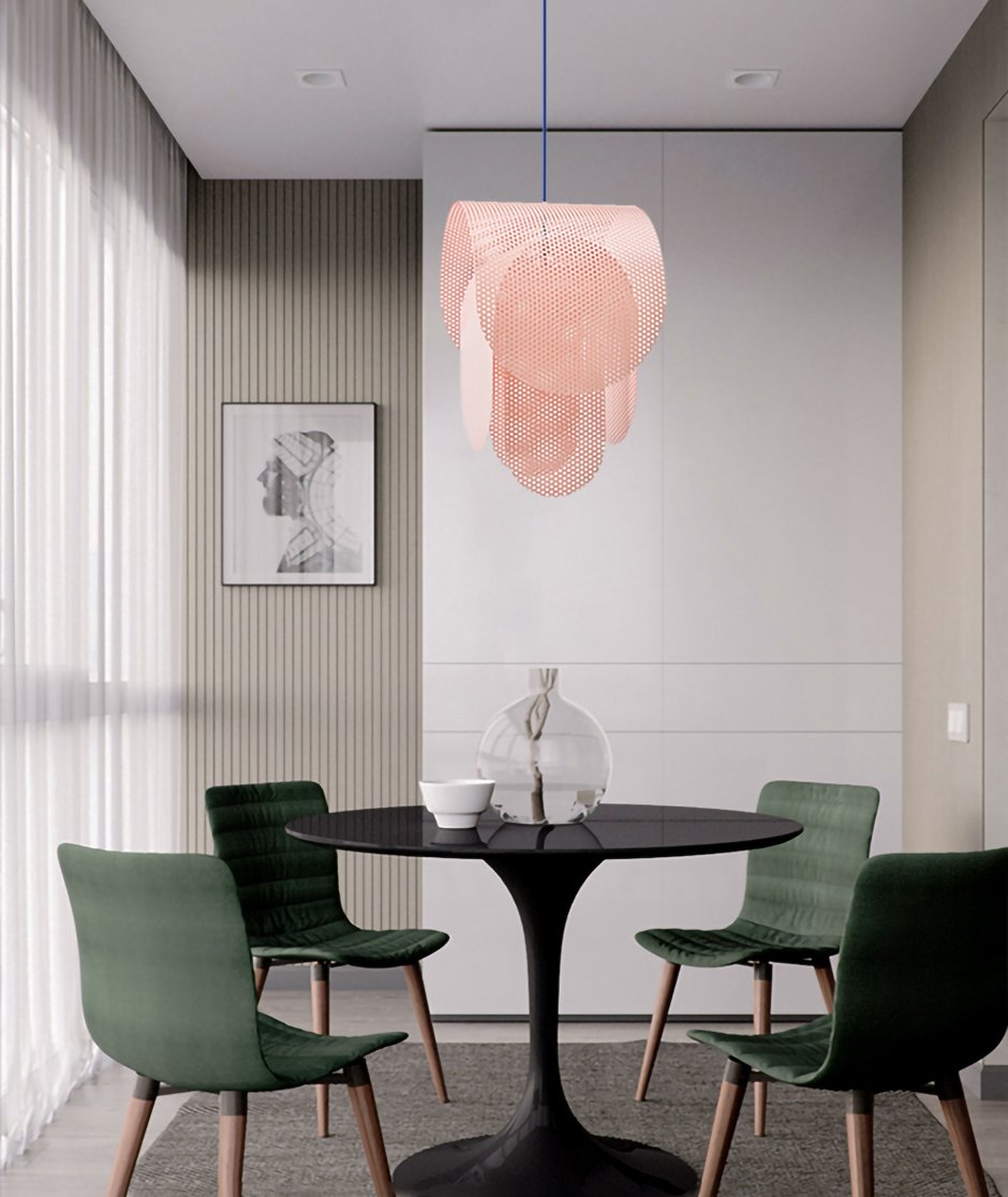 pink modern perforated metal chandelier light